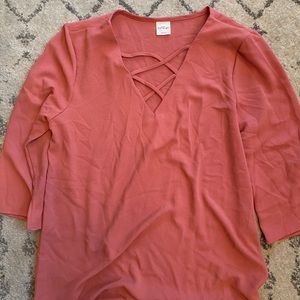 Kalieigh Salmon Pink Flared blouse